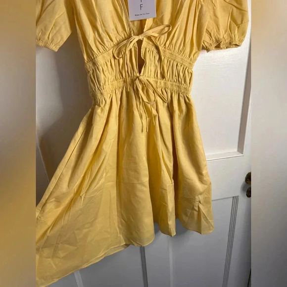 BNWT WAYF Yellow Cotton Mini Dress in Yellow Size XS - Picture 6 of 15